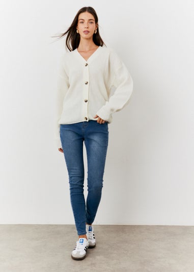 In The Style Cream Button Front Knit Cardigan