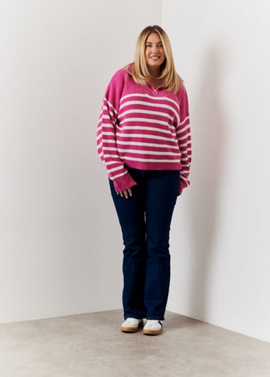 In The Style Berry Stripe 3/4 Zip Jumper