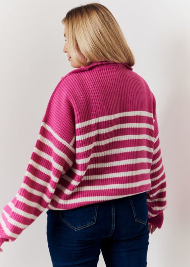 In The Style Berry Stripe 3/4 Zip Jumper