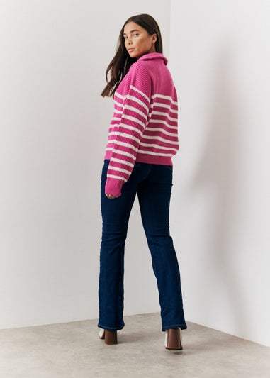 In The Style Berry Stripe 3/4 Zip Jumper