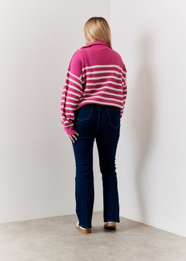 In The Style Berry Stripe 3/4 Zip Jumper