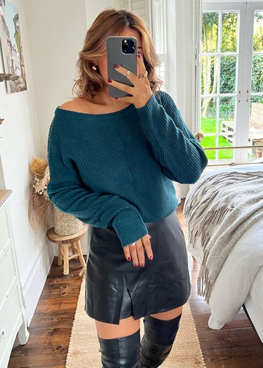 In The Style Green Off The Shoulder Jumper