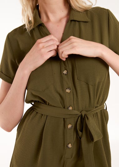 Blue Vanilla Khaki Utility Playsuit