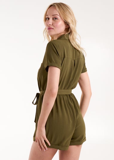 Blue Vanilla Khaki Utility Playsuit