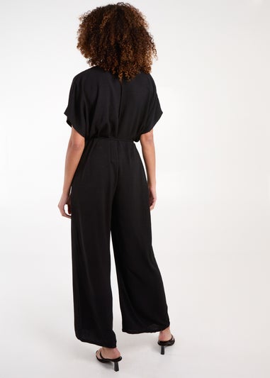 Blue Vanilla Black V Neck Straight Leg Relaxed Jumpsuit