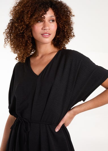 Blue Vanilla Black V Neck Straight Leg Relaxed Jumpsuit