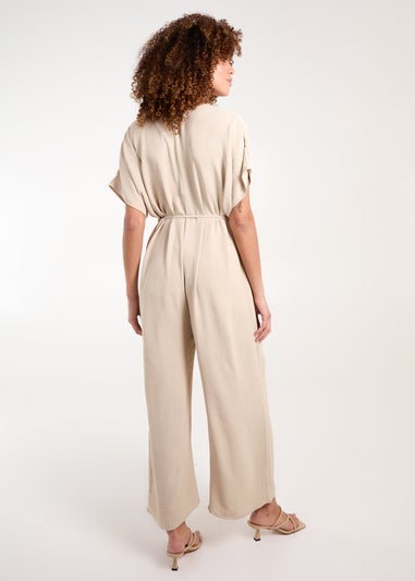 Blue Vanilla Stone V Neck Straight Leg Relaxed Jumpsuit