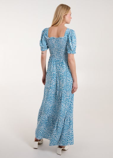 Blue Vanilla Blue Milkmaid Square Neck Short Puff Sleeve Maxi Dress