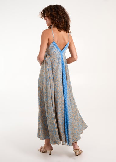 Blue Vanilla Blue V Neck Draped Maxi Dress