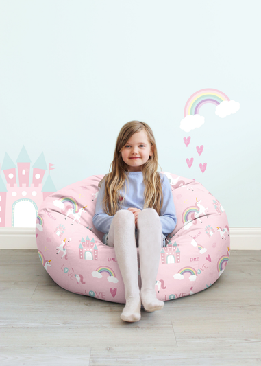 rucomfy Printed Kids Medium Unicorn Castle Beanbag