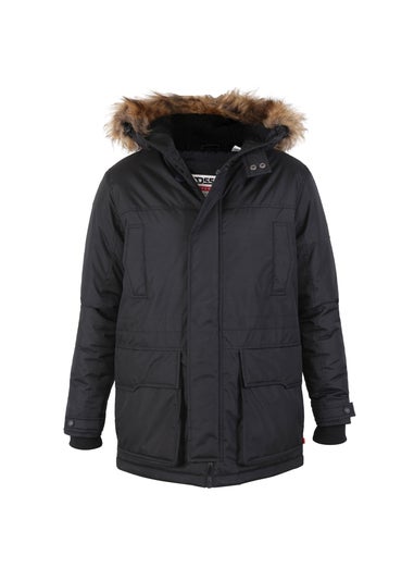 Duke Black Lovett Kingsize Faux Fur Trim Parka