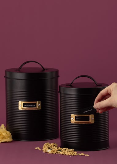 Typhoon Otto Black Set of 2 Storage Canisters