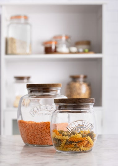 Kilner Set of 2 Universal Wooden Lid Jars (2ltr & 0.85ltr)