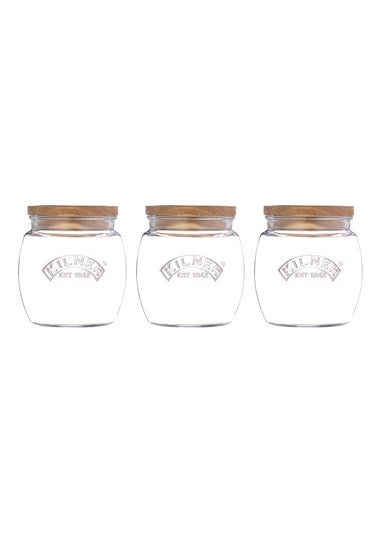 Kilner Set of 3 Universal Wooden Lid Jars ( 0.8l )