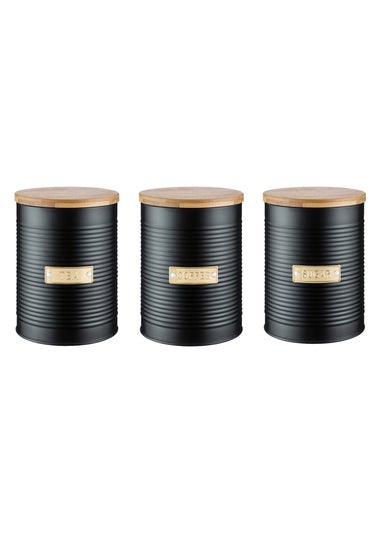 Typhoon Otto Black Set of 3 Tea, Coffee, Sugar Storage Jars