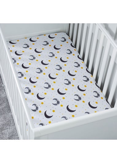 Ickle Bubba Light Grey Fitted Cot Bed Sheets Cosmic Aura 2 Pack