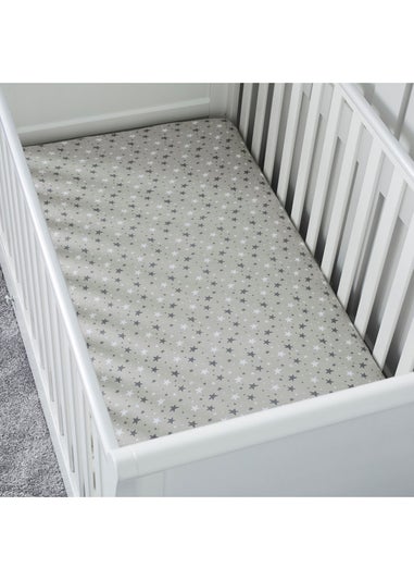 Ickle Bubba Light Grey Fitted Cot Bed Sheets Cosmic Aura 2 Pack