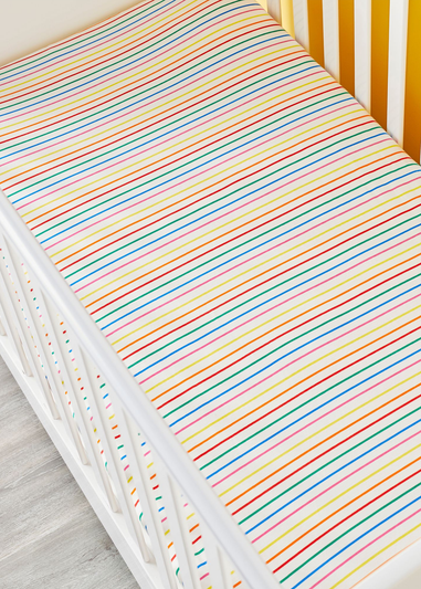 Ickle Bubba White Fitted Cot Bed Sheets Rainbow Dreams 2 Pack