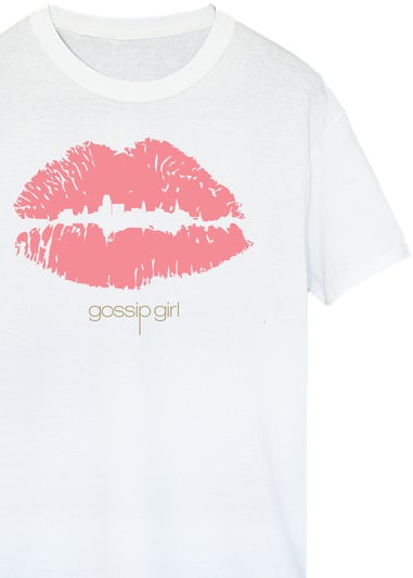 Gossip Girl Lips Women White Boyfriend Fit T-Shirt