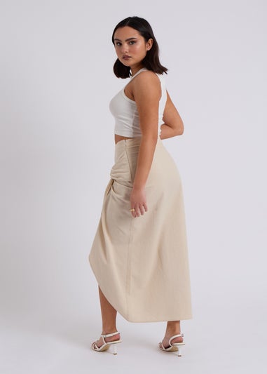 Urban Bliss Beige Linen Blend Knot Maxi Skirt