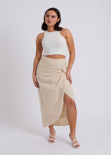 Urban Bliss Beige Linen Blend Knot Maxi Skirt