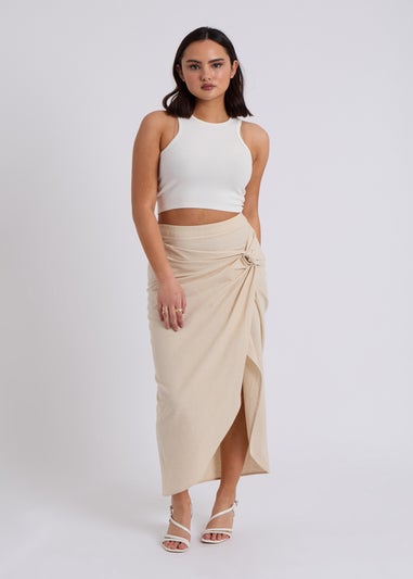 Urban Bliss Beige Linen Blend Knot Maxi Skirt