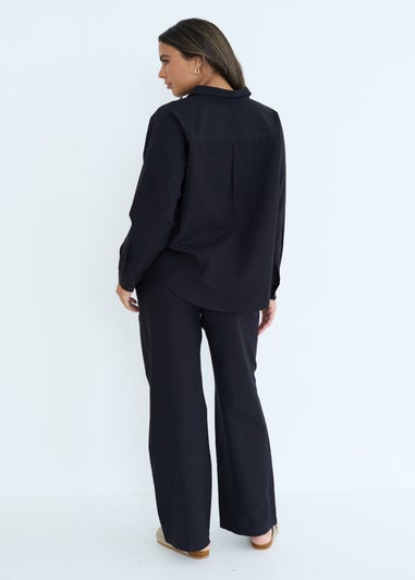 Urban Bliss Black Linen Blend Wide Leg Trouser