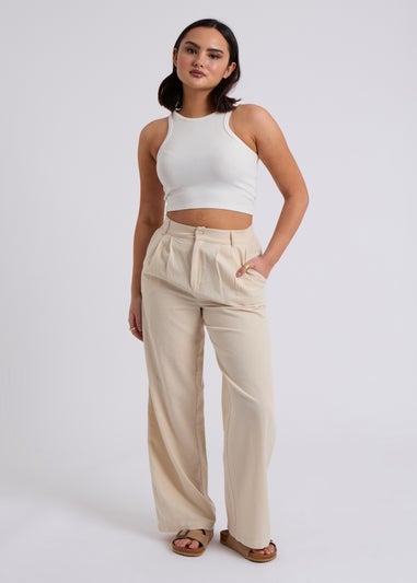 Urban Bliss Stone Linen Blend Wide Leg Trouser