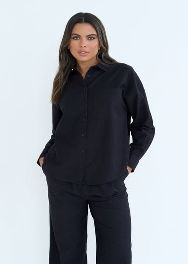 Urban Bliss Black Linen Blend Oversized Shirt