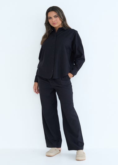 Urban Bliss Black Linen Blend Oversized Shirt