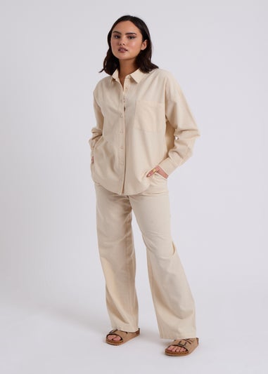 Urban Bliss Stone Linen Blend Oversized Shirt