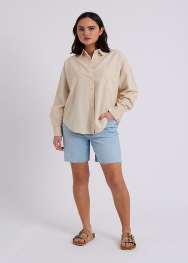 Urban Bliss Stone Linen Blend Oversized Shirt