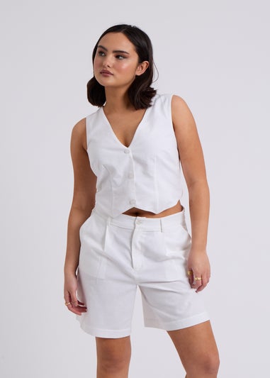 Urban Bliss White Linen Blend Waistcoat