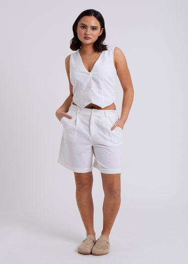 Urban Bliss White Linen Blend Waistcoat