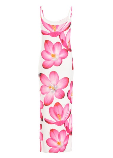 Quiz Pink Bold Floral Print Bodycon Maxi Dress