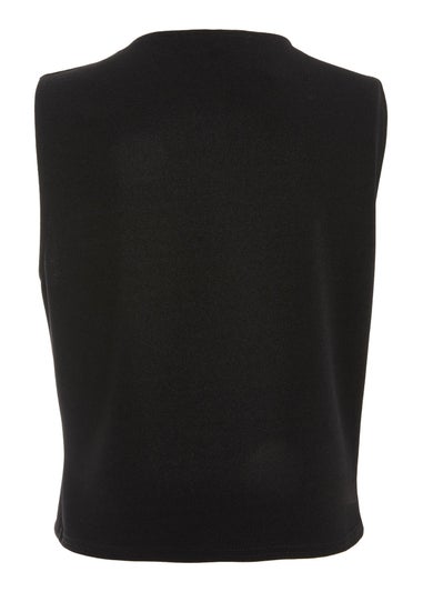 Quiz Black Tie Up Sleeveless Waistcoat