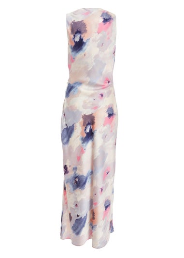 Quiz Multi Marble Satin Twist Shoulder Midaxi Dress