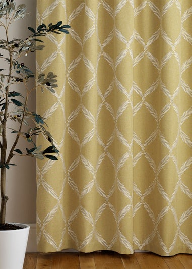 Paoletti Olivia Lattice Embroidery Pencil Pleat Curtains