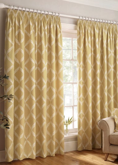 Paoletti Olivia Lattice Embroidery Pencil Pleat Curtains