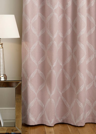 Paoletti Olivia Lattice Embroidery Pencil Pleat Curtains