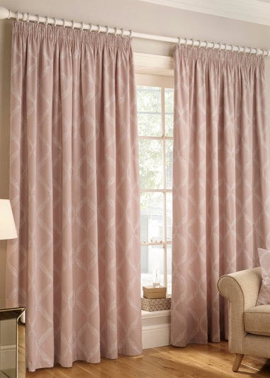 Paoletti Olivia Lattice Embroidery Pencil Pleat Curtains