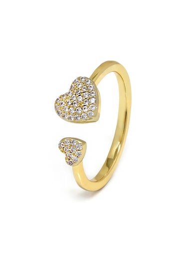 Say It With Gold Adjustable CZ Heart Ring