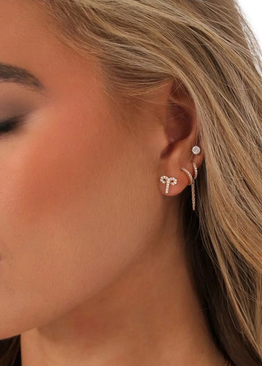 Say It With Gold Aries Earrings with CZ Stones