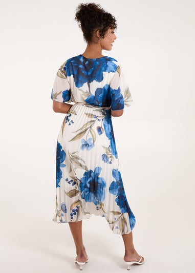 Blue Vanilla Blue Water Floral Pleated Dress