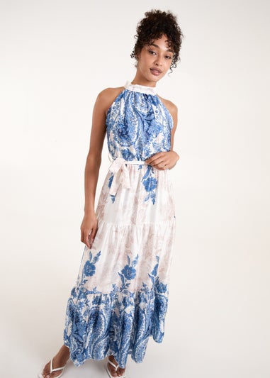 Blue Vanilla Blue Paisley Floral Occasion Dress