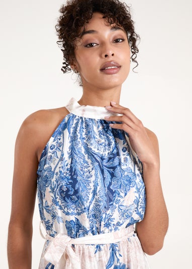 Blue Vanilla Blue Paisley Floral Occasion Dress