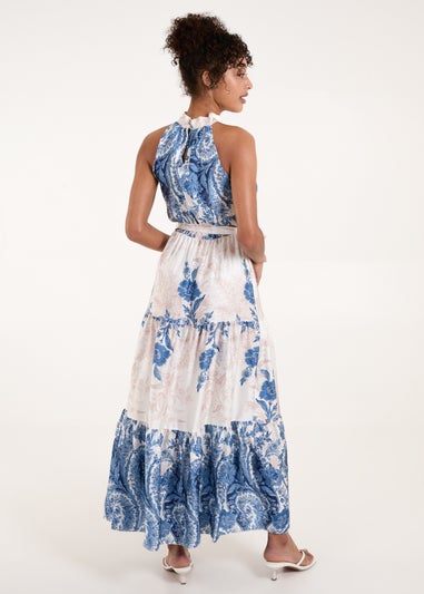 Blue Vanilla Blue Paisley Floral Occasion Dress