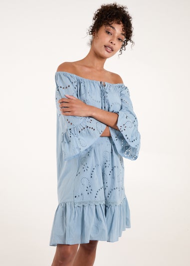 Blue Vanilla Blue Broderie Tunic Smock Dress