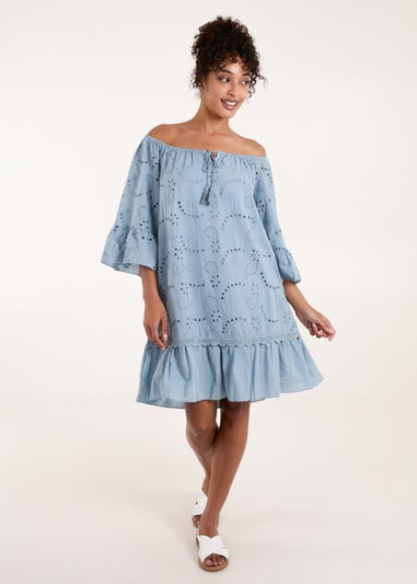 Blue Vanilla Blue Broderie Tunic Smock Dress