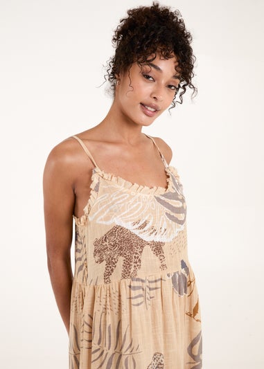 Blue Vanilla Beige Elephant Dress Cami Dress